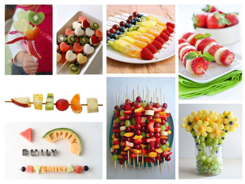 merienda brochetas de fruta