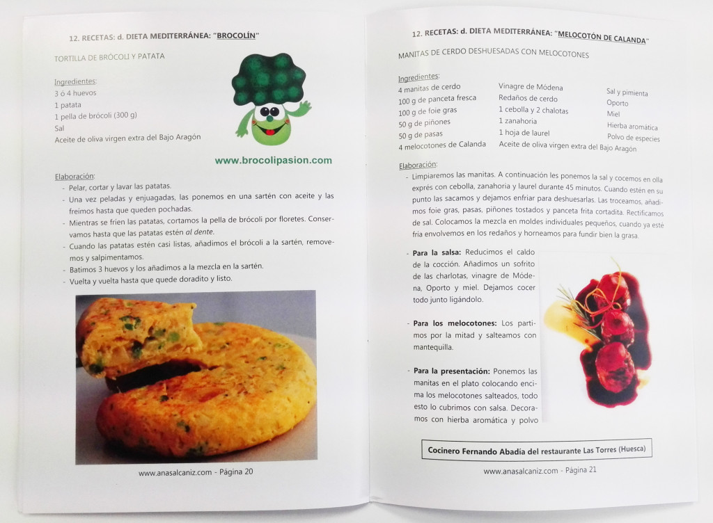 Libro recetas colegio Santa Ana interior